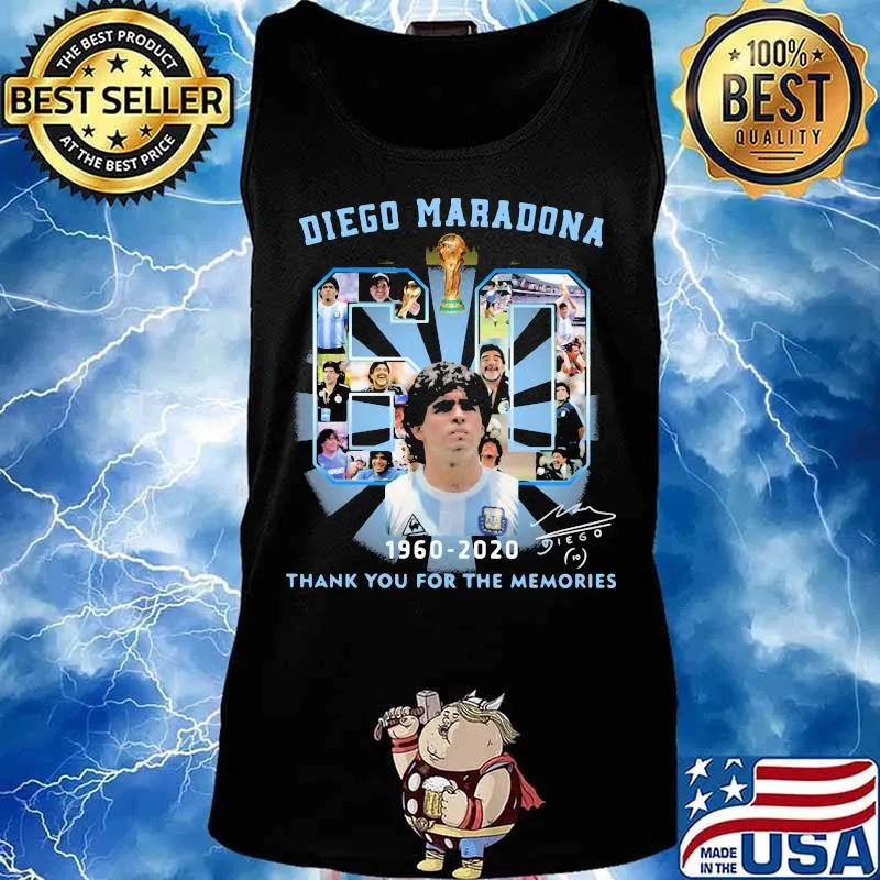 Diego Maradona Thank You For The Memories 60 Legend Football Signuature Shirt Tank top