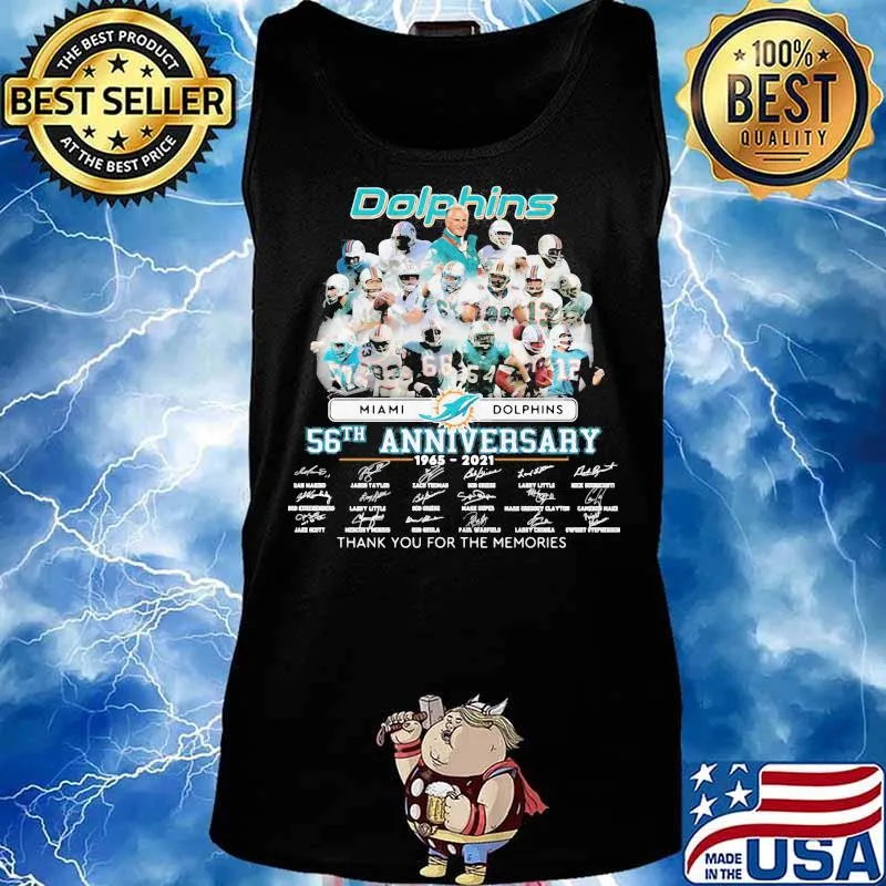 Dolphins Miami 56th Anniversary Thank You For The Memories Signature Football Shirt Tank top