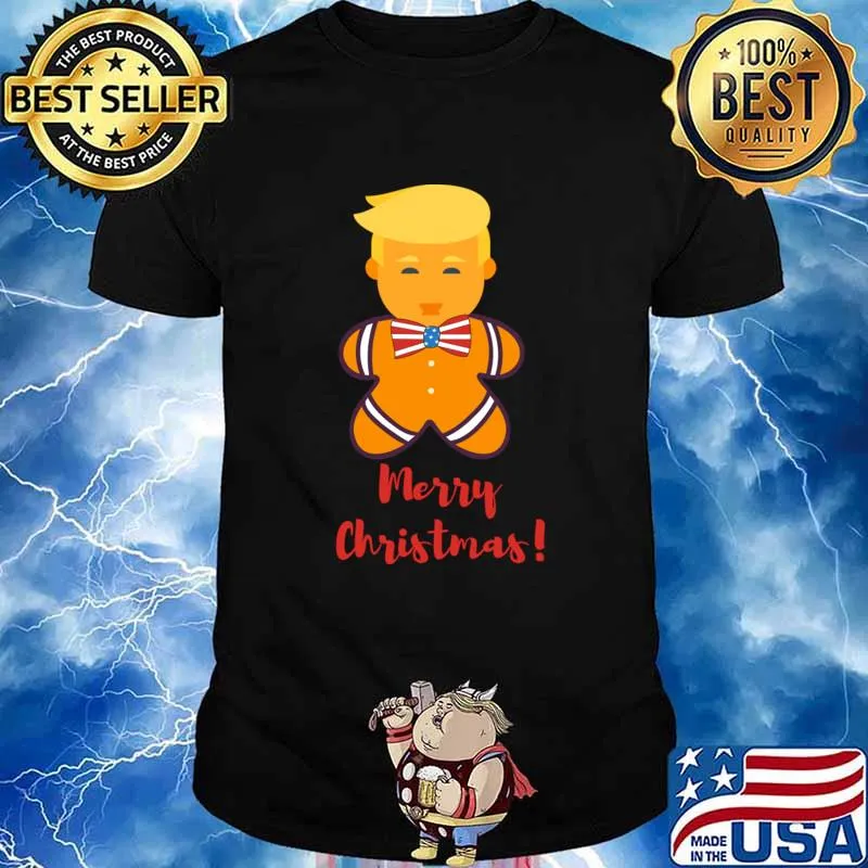 Donald Trump Merry Christmas Gingerbread Ribbon Us Flag Shirt