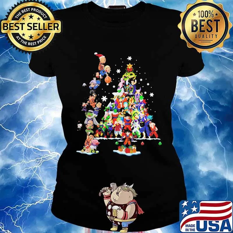 Dragon Ball Christmas Tree Merry Xmas Shirt Ladies tee