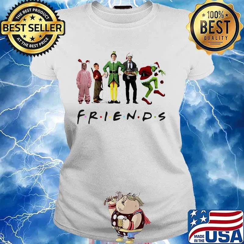 Elf Grinch Kevin McCallister Chandler Bing Clark Griswold Friends Christmas Shirt Ladies tee