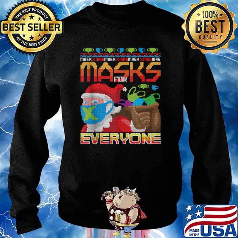 Face Masks For Everyone Santa Claus Ugly Christmas Shirt Sweater