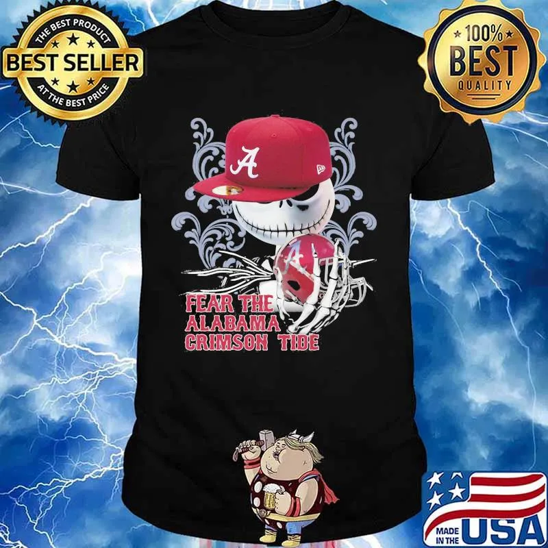 Fear The Alabama Crimson Tide Skull Wear Hat Logo Team Shirt