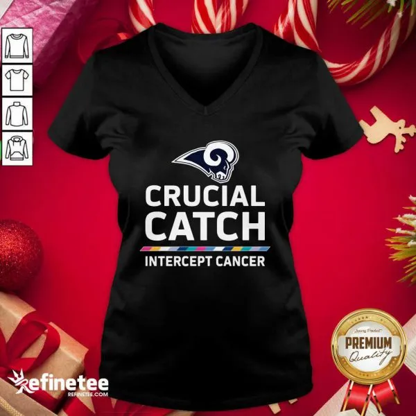 Funny Los Angeles Rams Crucial Catch Intercept Cancer Shirt - Image 2
