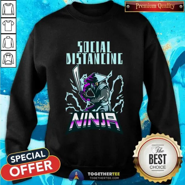 Funny Social Distancing Ninja Design T-Shirt - Image 4