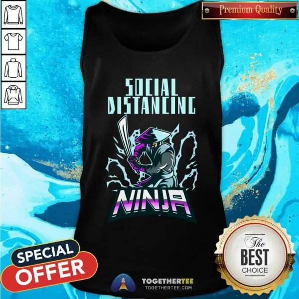 Funny Social Distancing Ninja Design T-Shirt - Image 3