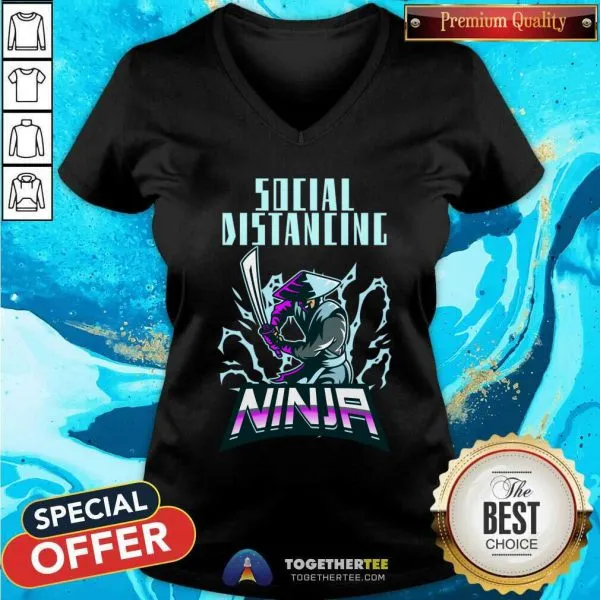 Funny Social Distancing Ninja Design T-Shirt - Image 2