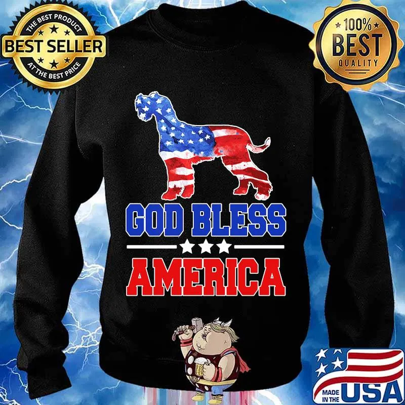 God Bless America Dog American Flag Shirt Sweater