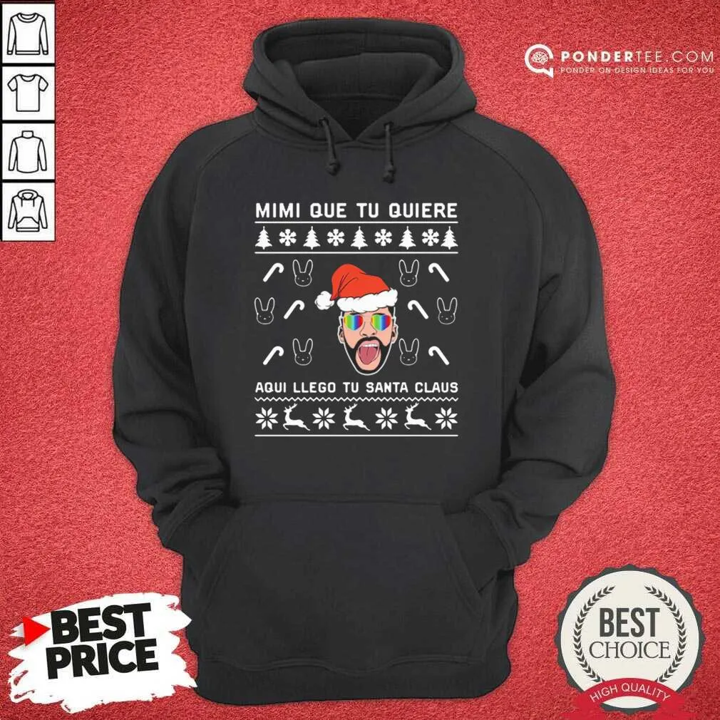 Good Bad Bunny Aqui Llego Tu Santa Claus Christmas Shirt - Image 3