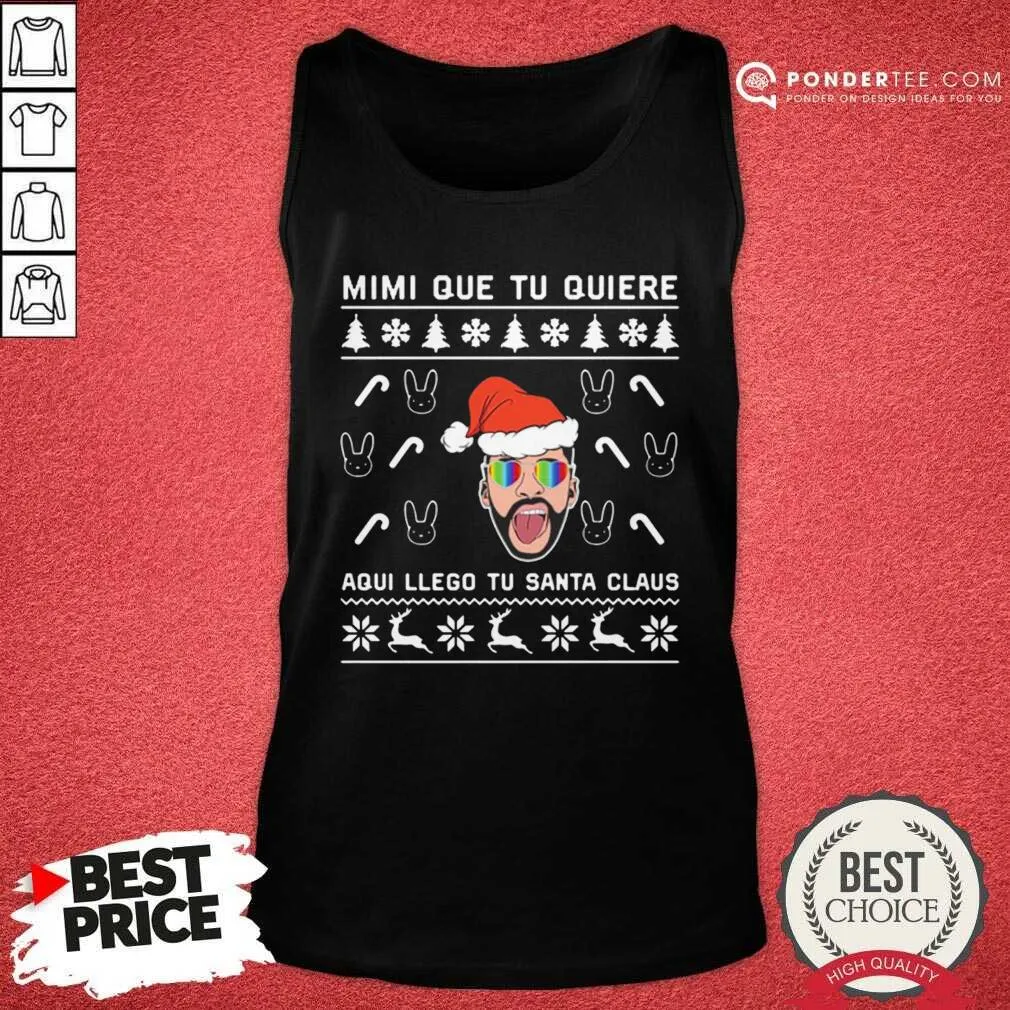 Good Bad Bunny Aqui Llego Tu Santa Claus Christmas Shirt - Image 5