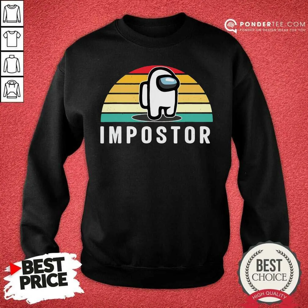 Good Gaming Meme Impostor Among Game Us Sus Gift Vintage Sunset Shirt - Image 4