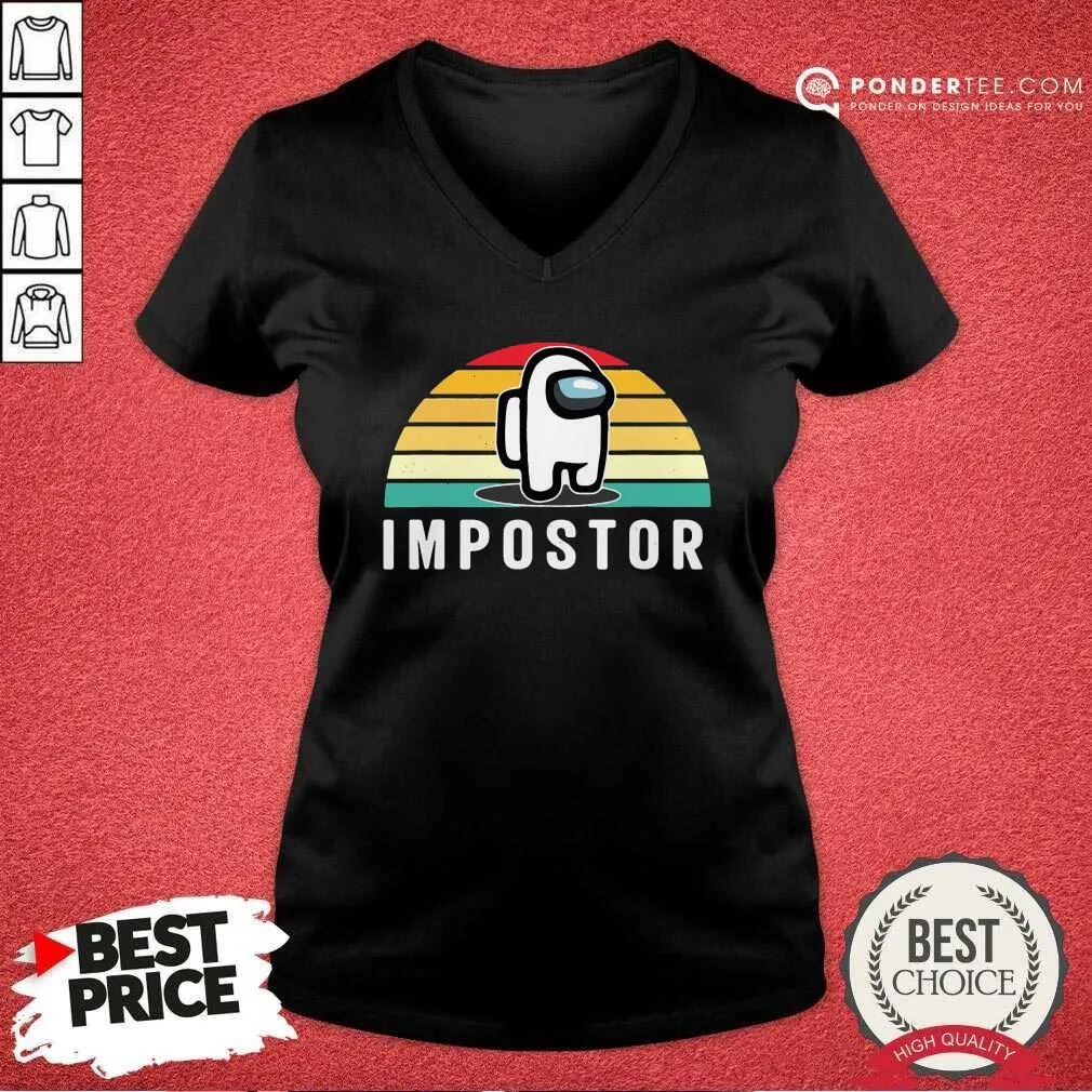 Good Gaming Meme Impostor Among Game Us Sus Gift Vintage Sunset Shirt - Image 3