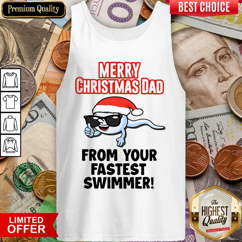 Good Merry Christmas Dad From Your Fastest Swimmer Shirt - Image 2