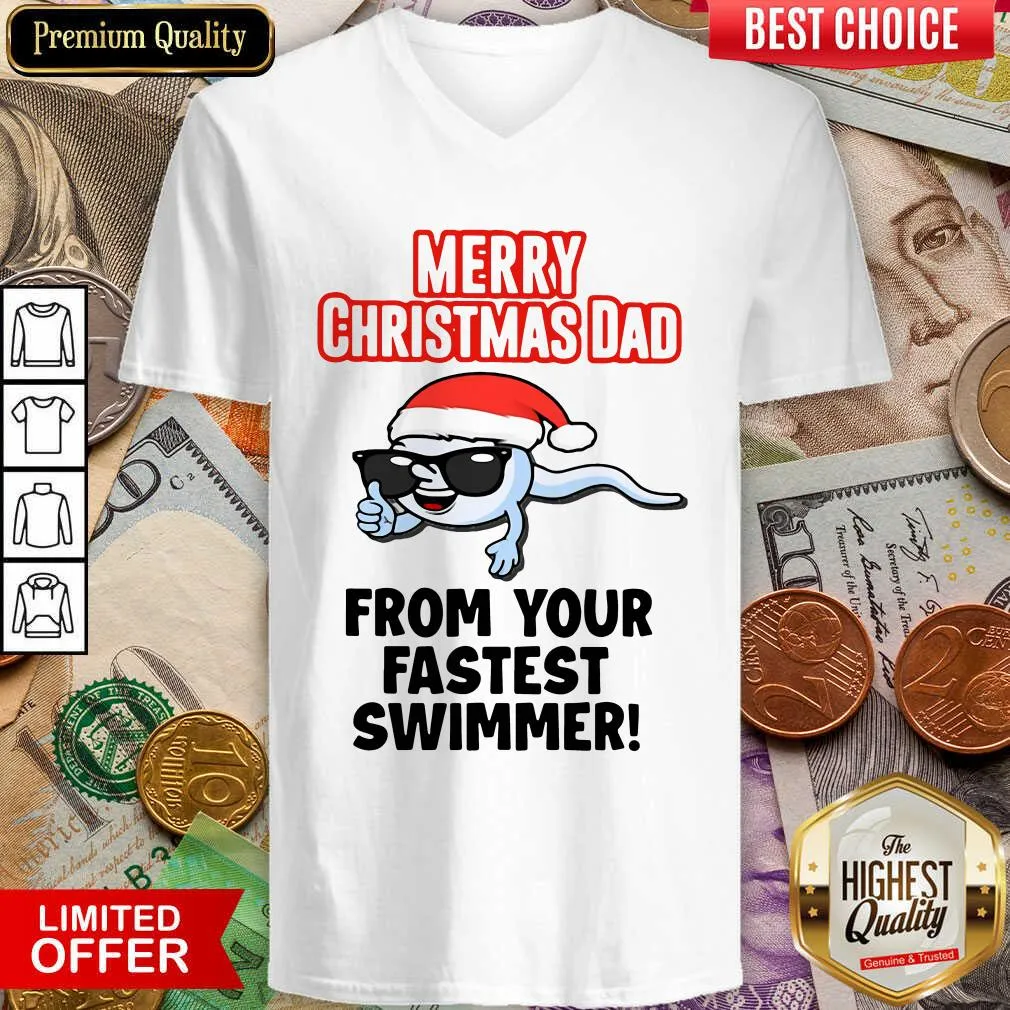 Good Merry Christmas Dad From Your Fastest Swimmer Shirt - Image 4