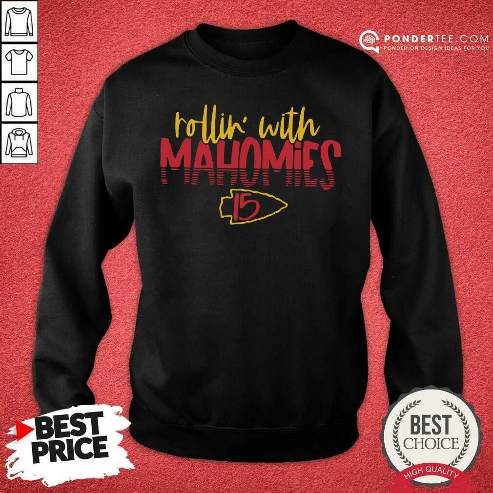 Good Rollin With Mahomies Kansas City Chiefs Shirt - Image 4