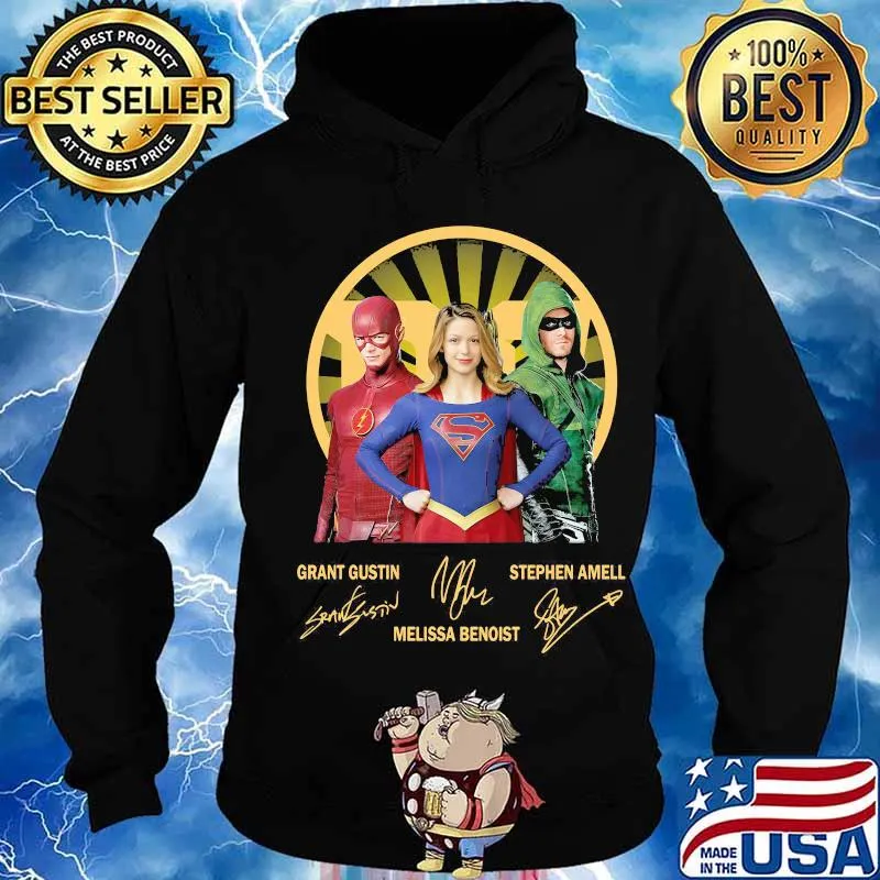 Grant Gustin Melissa Benoist Stephen Amell Heros Signuature Shirt Hoodie