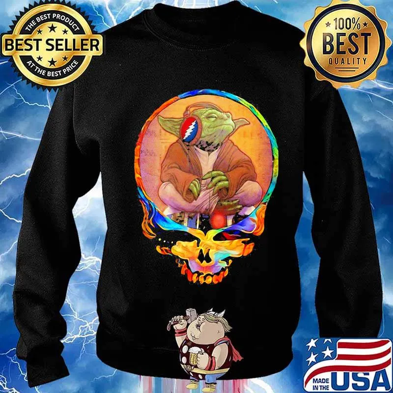 Grateful Dead Steal Your Face Skull Yoda Listen Music Shirt Sweater