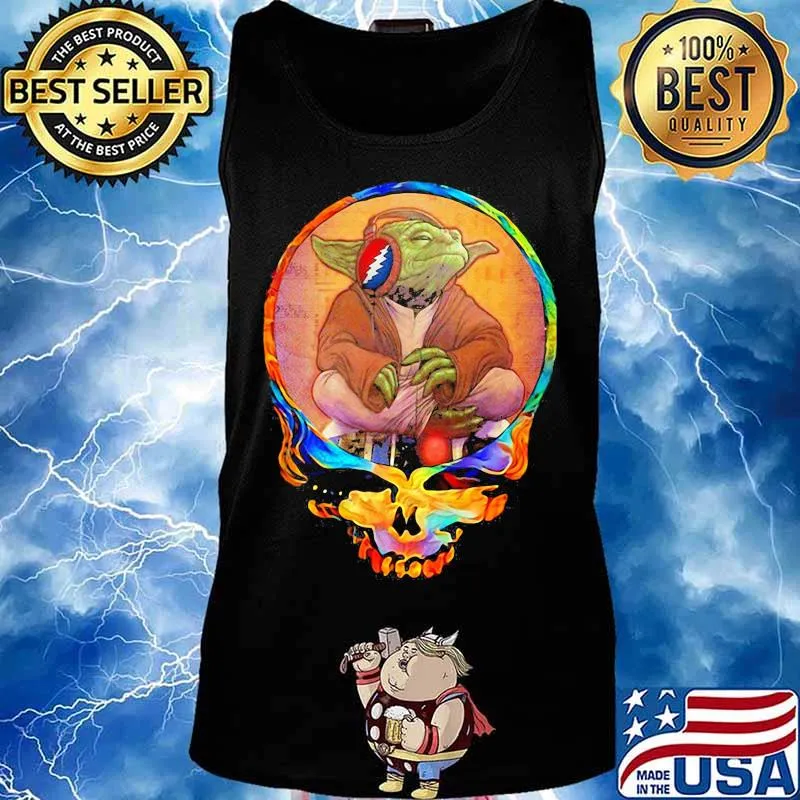 Grateful Dead Steal Your Face Skull Yoda Listen Music Shirt Tank top