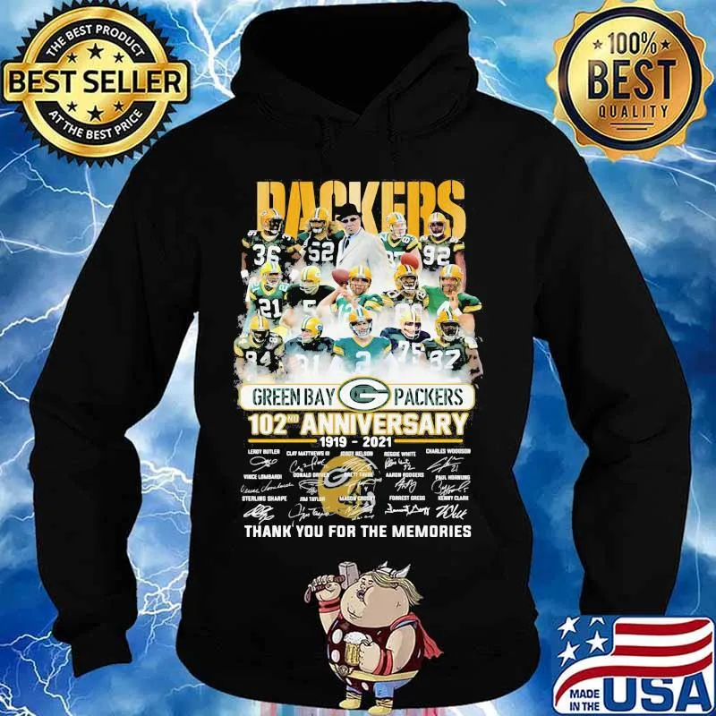 Green Bay Packers 102th Anniversary 1919 2021 Thank You For The Memories Signature Shirt Hoodie
