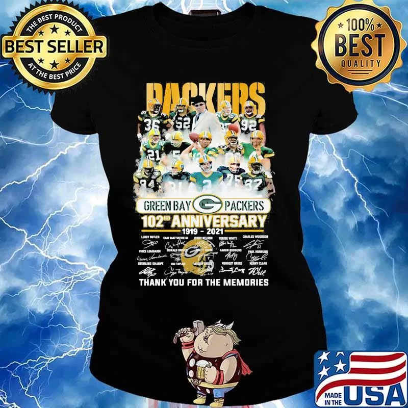 Green Bay Packers 102th Anniversary 1919 2021 Thank You For The Memories Signature Shirt Ladies tee