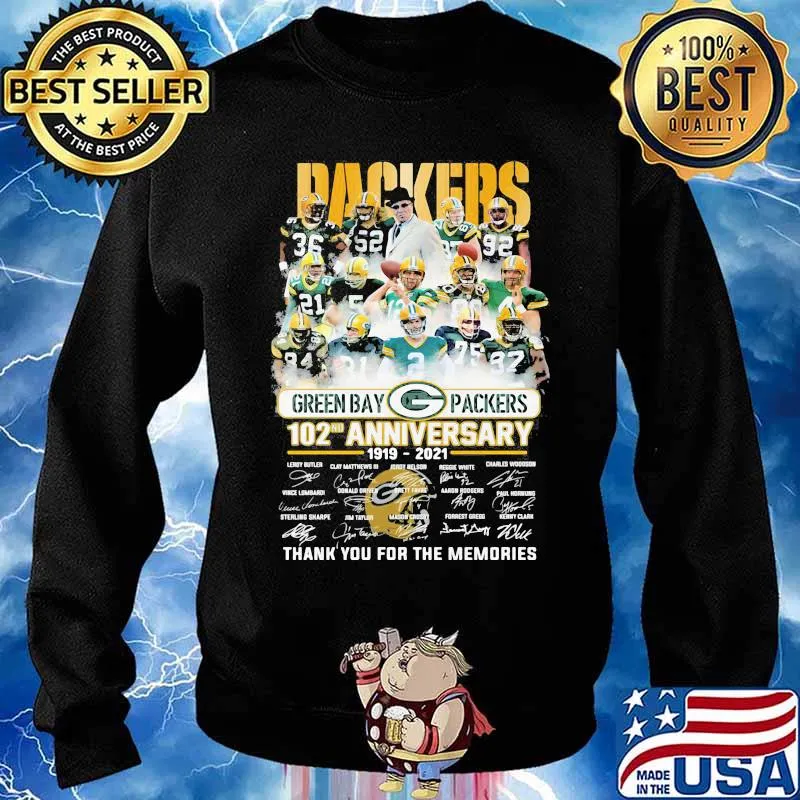 Green Bay Packers 102th Anniversary 1919 2021 Thank You For The Memories Signature Shirt Sweater
