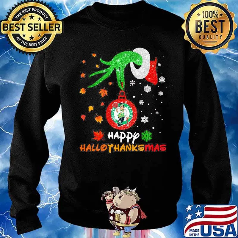 Grinch Boston Celtics happy hallothanksmas s Sweater