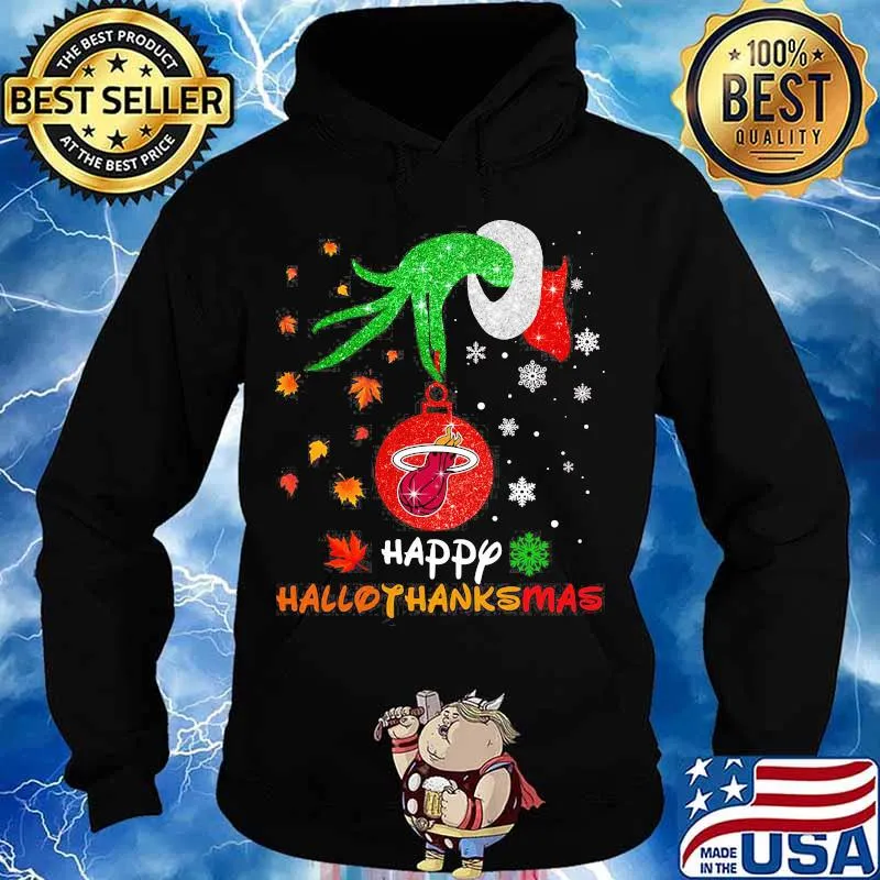 Grinch Miami heat happy hallothanksmas s Hoodie