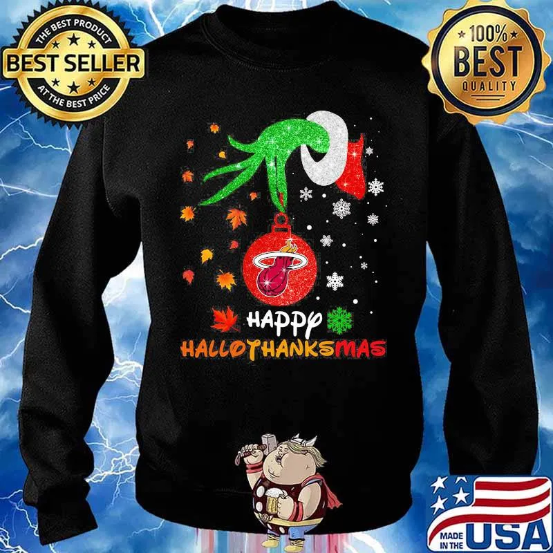 Grinch Miami heat happy hallothanksmas s Sweater