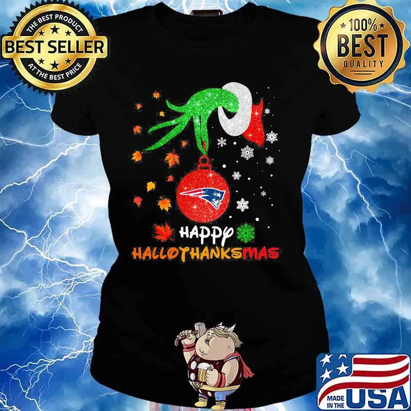 Grinch New england patriots head happy hallothanksmas s Ladies tee