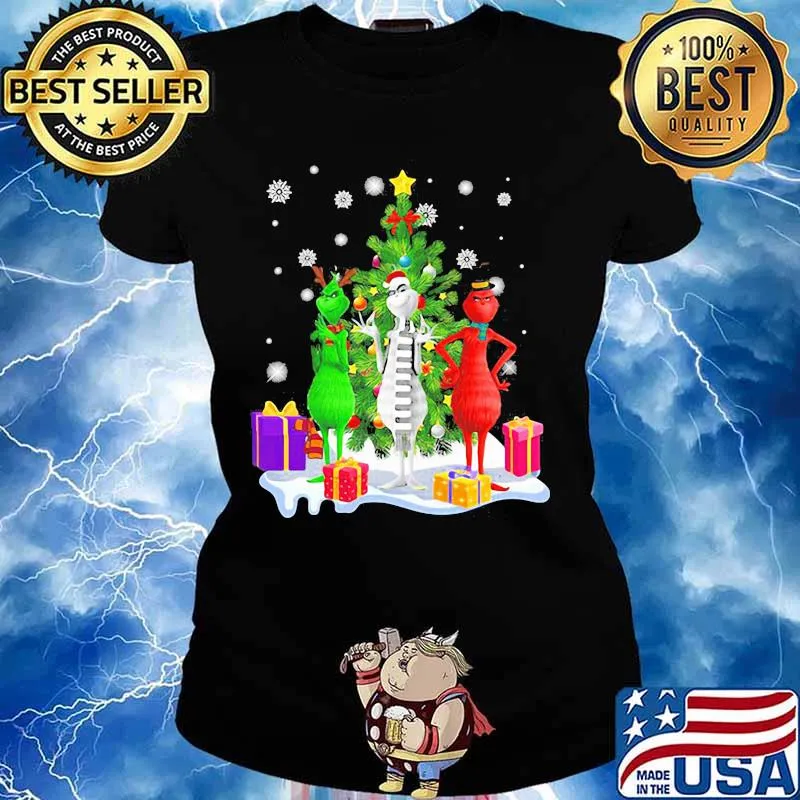 Grinch Red White Christmastree Merry Xmas Shirt Ladies tee