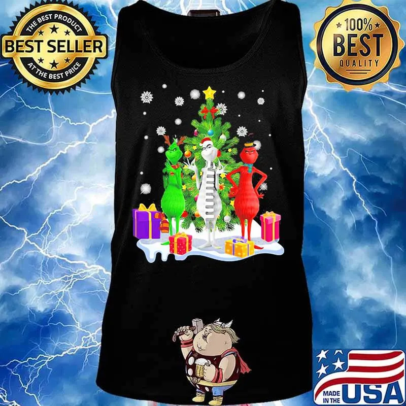 Grinch Red White Christmastree Merry Xmas Shirt Tank top