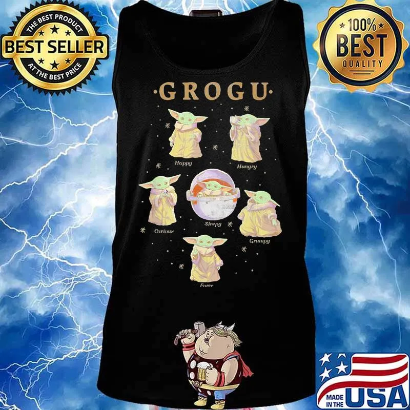 Grogu Baby Yoda Happy Petro Sleepy Hungry Shirt Tank top