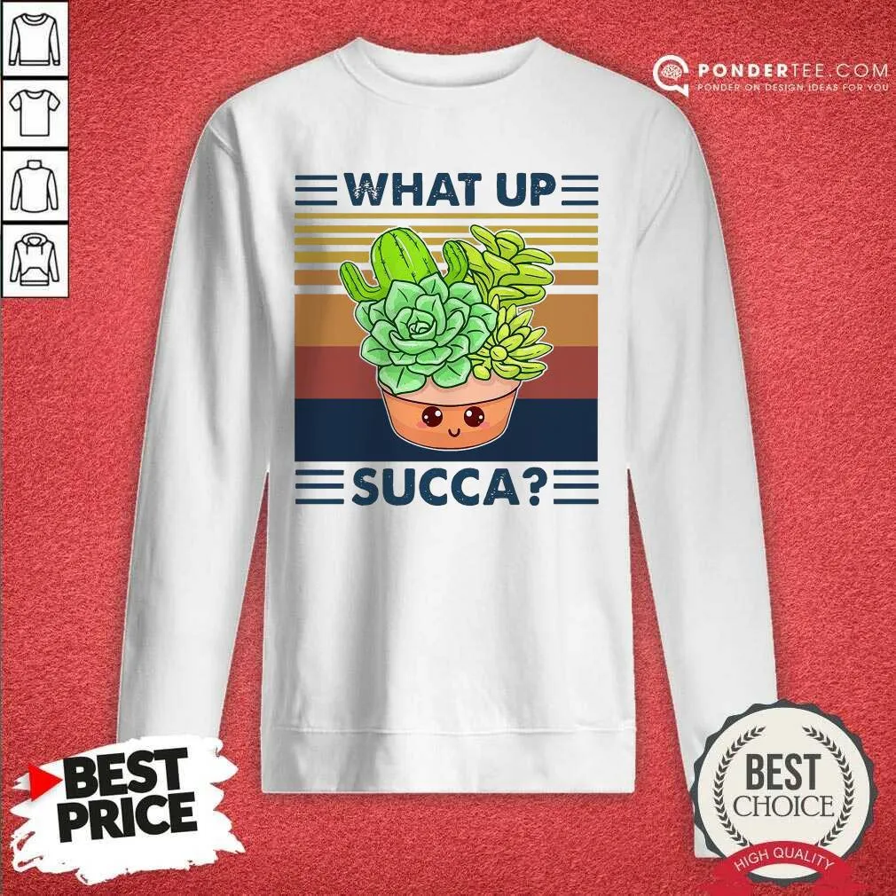 Happy Cactus What Up Succa Vintage Retro Shirt - Image 3