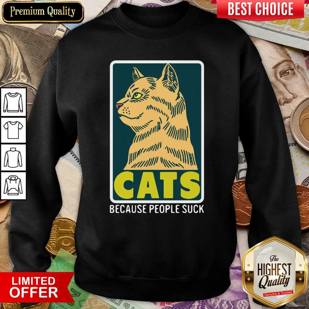Happy Cats Because People Suck Shirt - Image 4