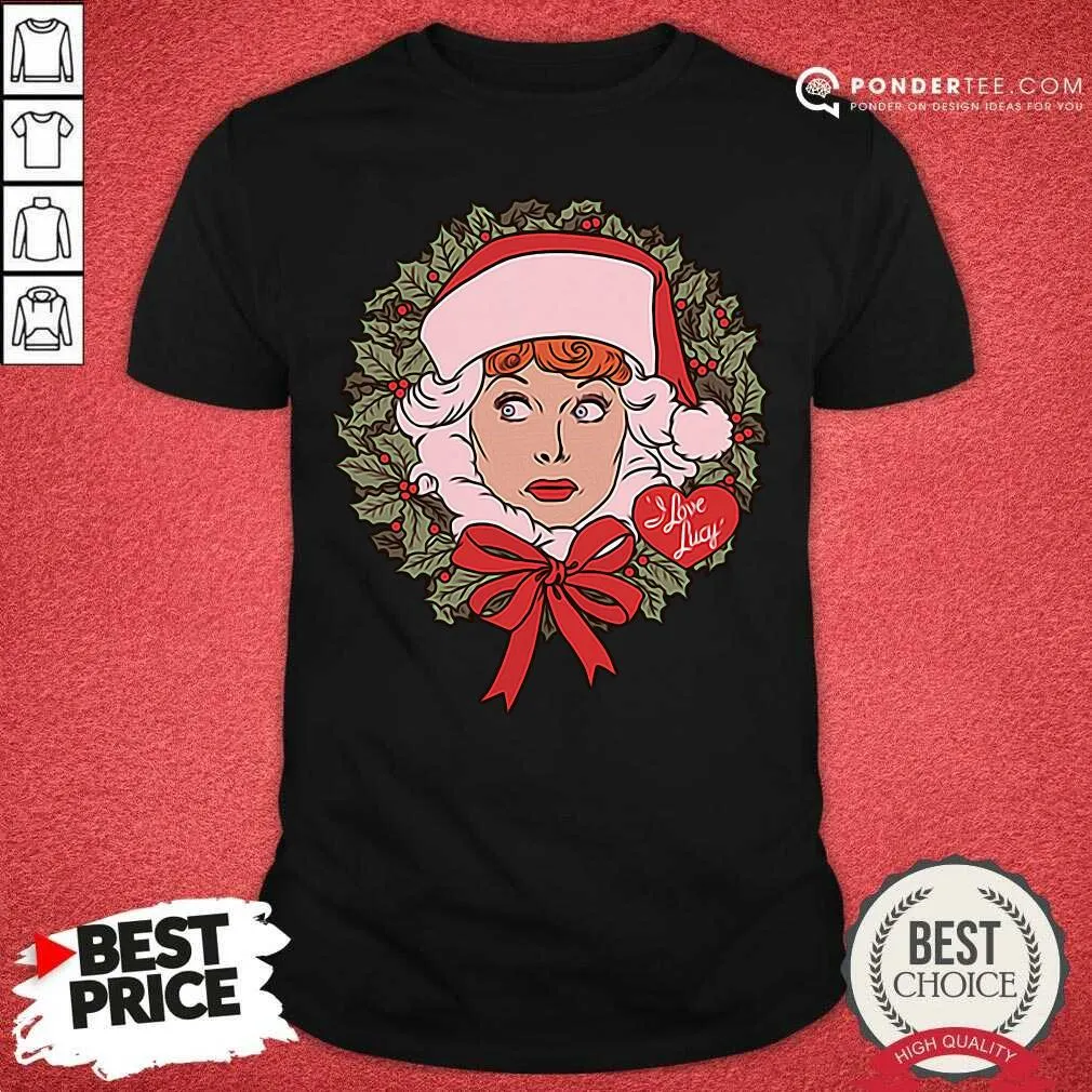 Happy I Love Lucy Christmas Wreath Shirt