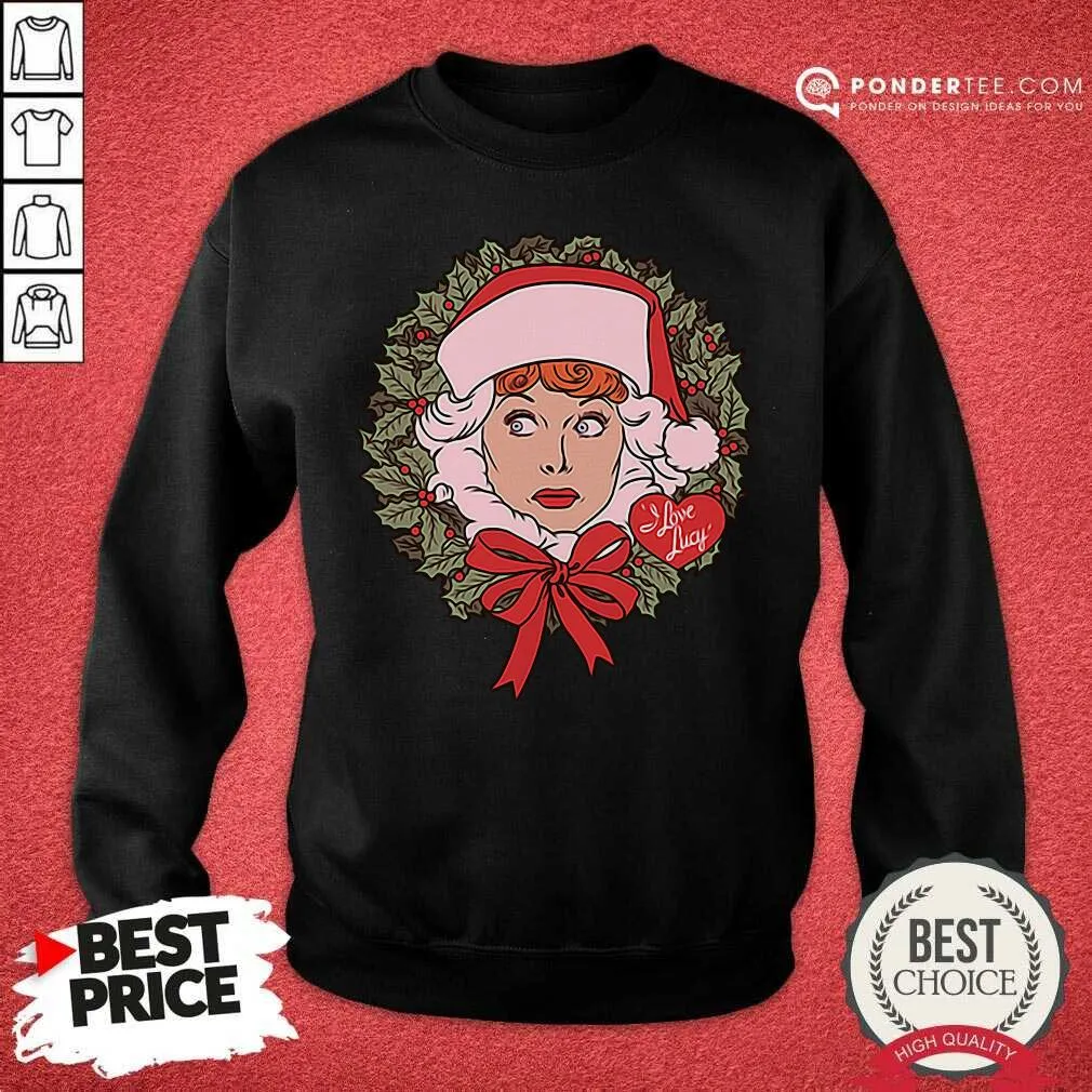 Happy I Love Lucy Christmas Wreath Shirt - Image 2
