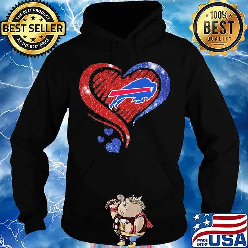 Heart Diamond Blue Red Buffalo Bills Football Shirt Hoodie