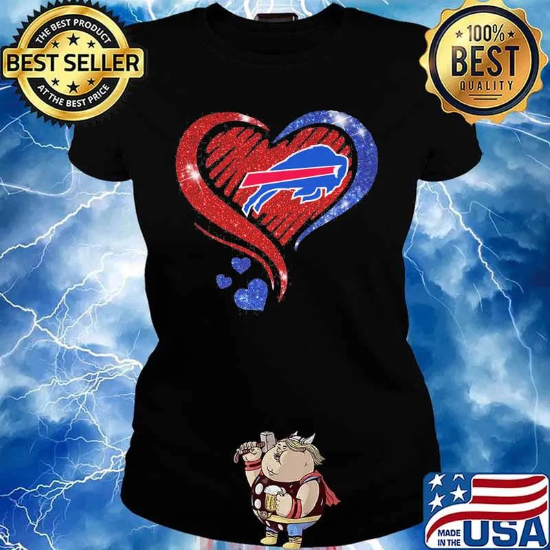 Heart Diamond Blue Red Buffalo Bills Football Shirt Ladies tee