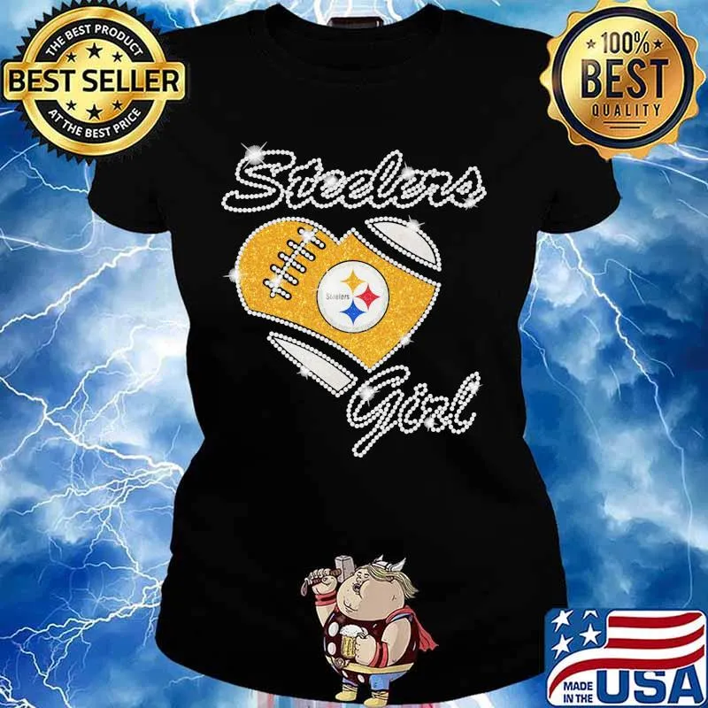 Heart Diamonds Girl Pittsburgh Steelers Team Football Shirt Ladies tee