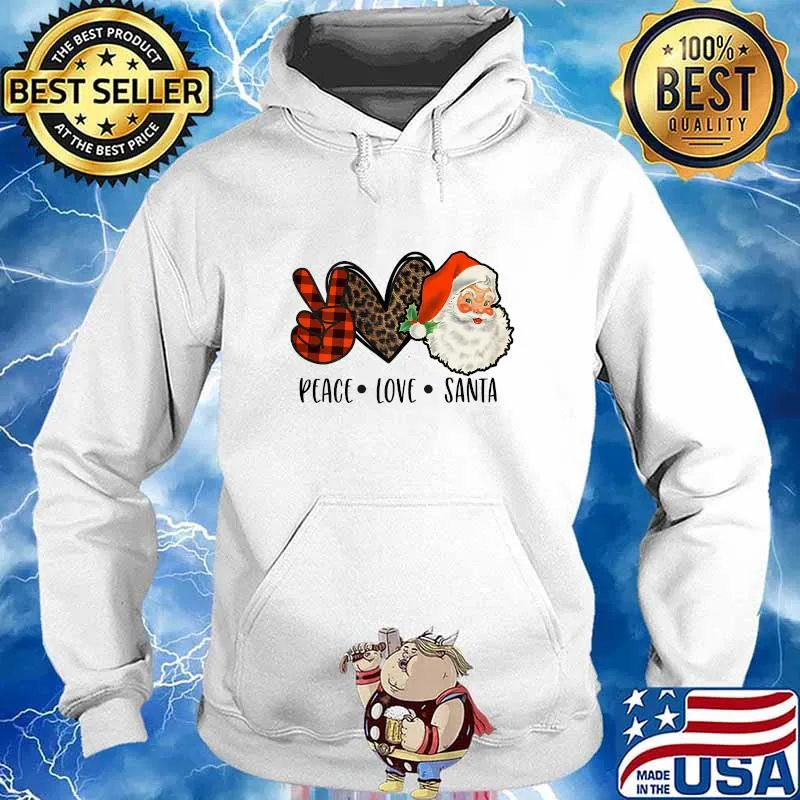 Heart Leopard Peace Love Santa Merry Christmas Shirt Hoodie