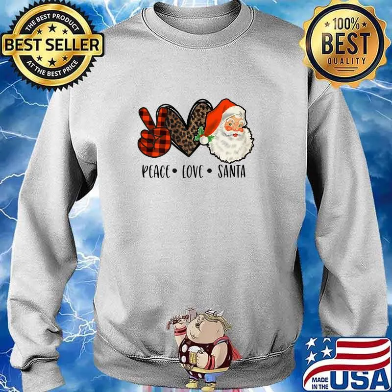 Heart Leopard Peace Love Santa Merry Christmas Shirt Sweater