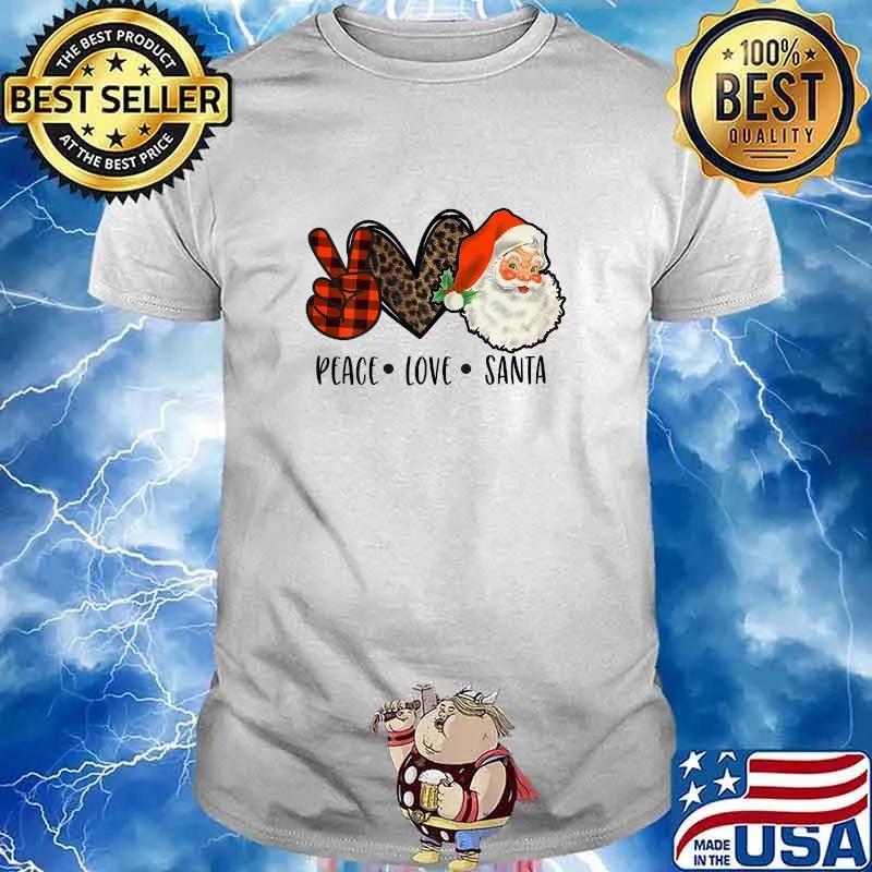 Heart Leopard Peace Love Santa Merry Christmas Shirt