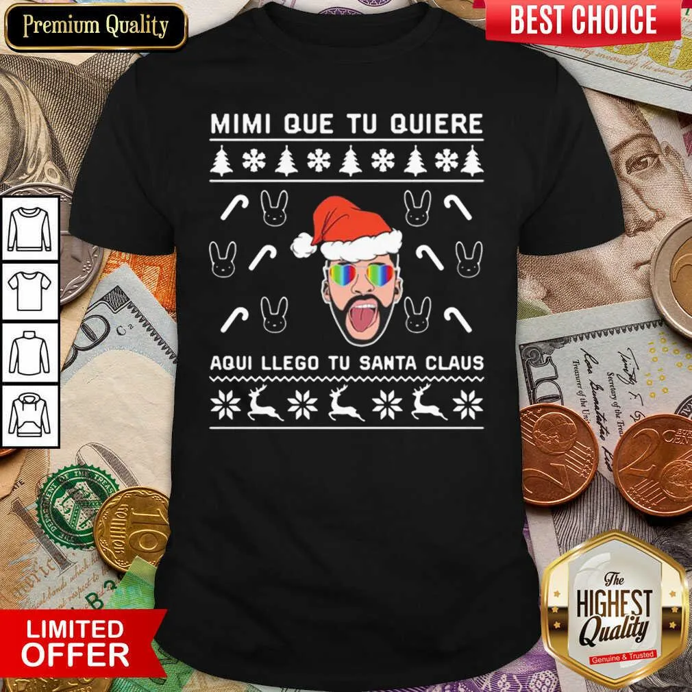 Hot Bad Bunny Aqui Llego Tu Santa Claus Christmas Shirt