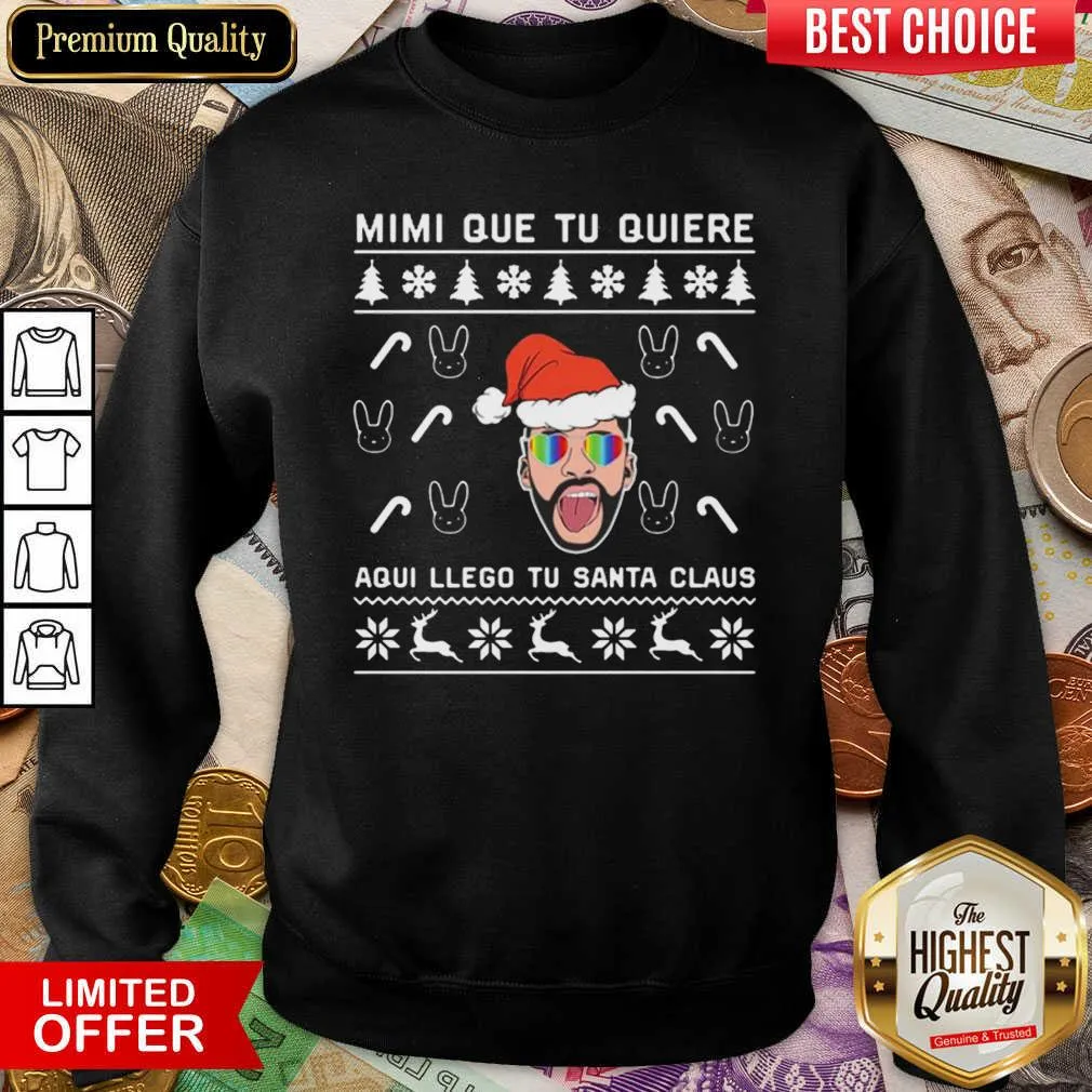 Hot Bad Bunny Aqui Llego Tu Santa Claus Christmas Shirt - Image 2