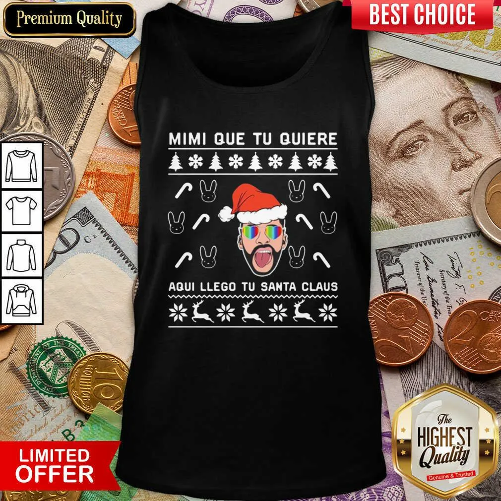 Hot Bad Bunny Aqui Llego Tu Santa Claus Christmas Shirt - Image 5