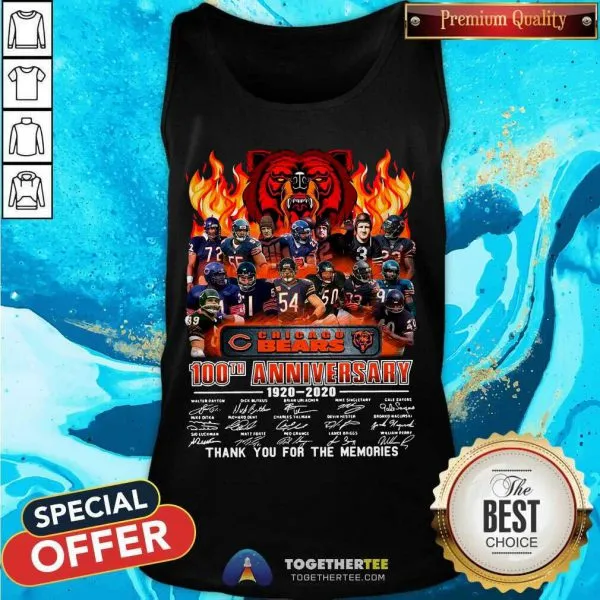 Hot Chicago Bears 100th Anniversary 1920 2020 Signatures Thank You For The Memories Shirt - Image 3