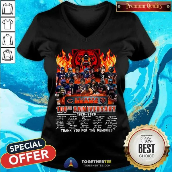 Hot Chicago Bears 100th Anniversary 1920 2020 Signatures Thank You For The Memories Shirt - Image 2