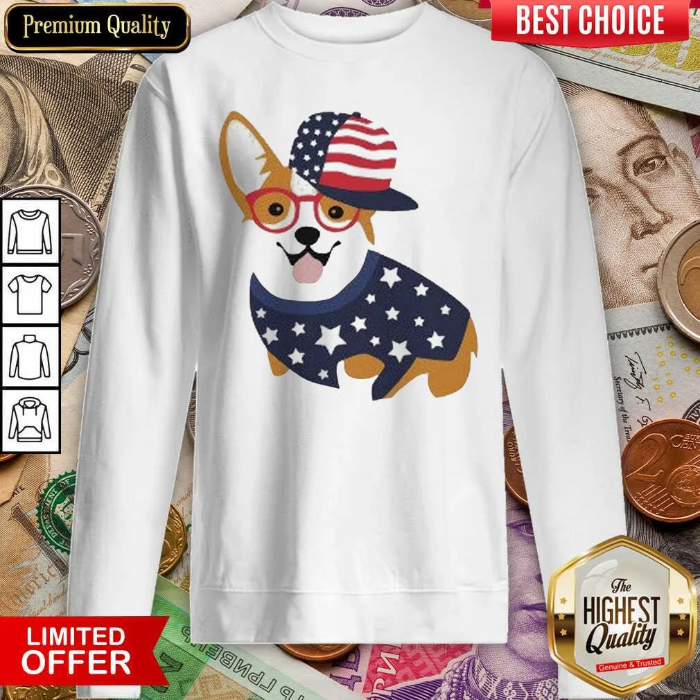 Hot Corgi American Flag Shirt - Image 2