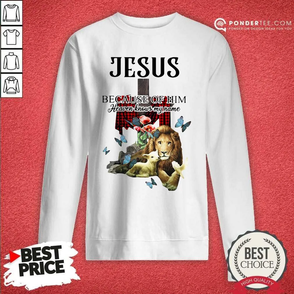 Hot Jesus Because Of Him Heaven Knows My Name Shirt - Image 2