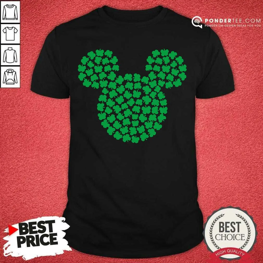 Hot Mickey Mouse Green Four Leaf Clover Shamrock St Patricks Shirt